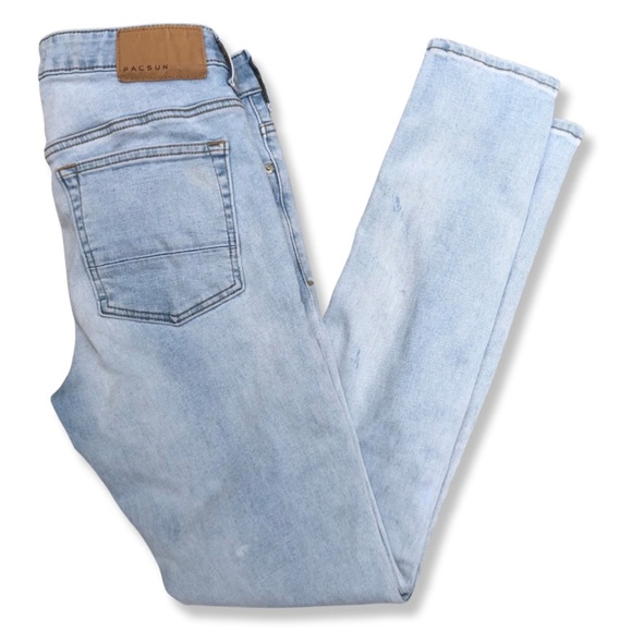 EUC PacSun Men's Stacked Skinny Light Wash Denim Jeans 28x30 - Picture 4 of 9